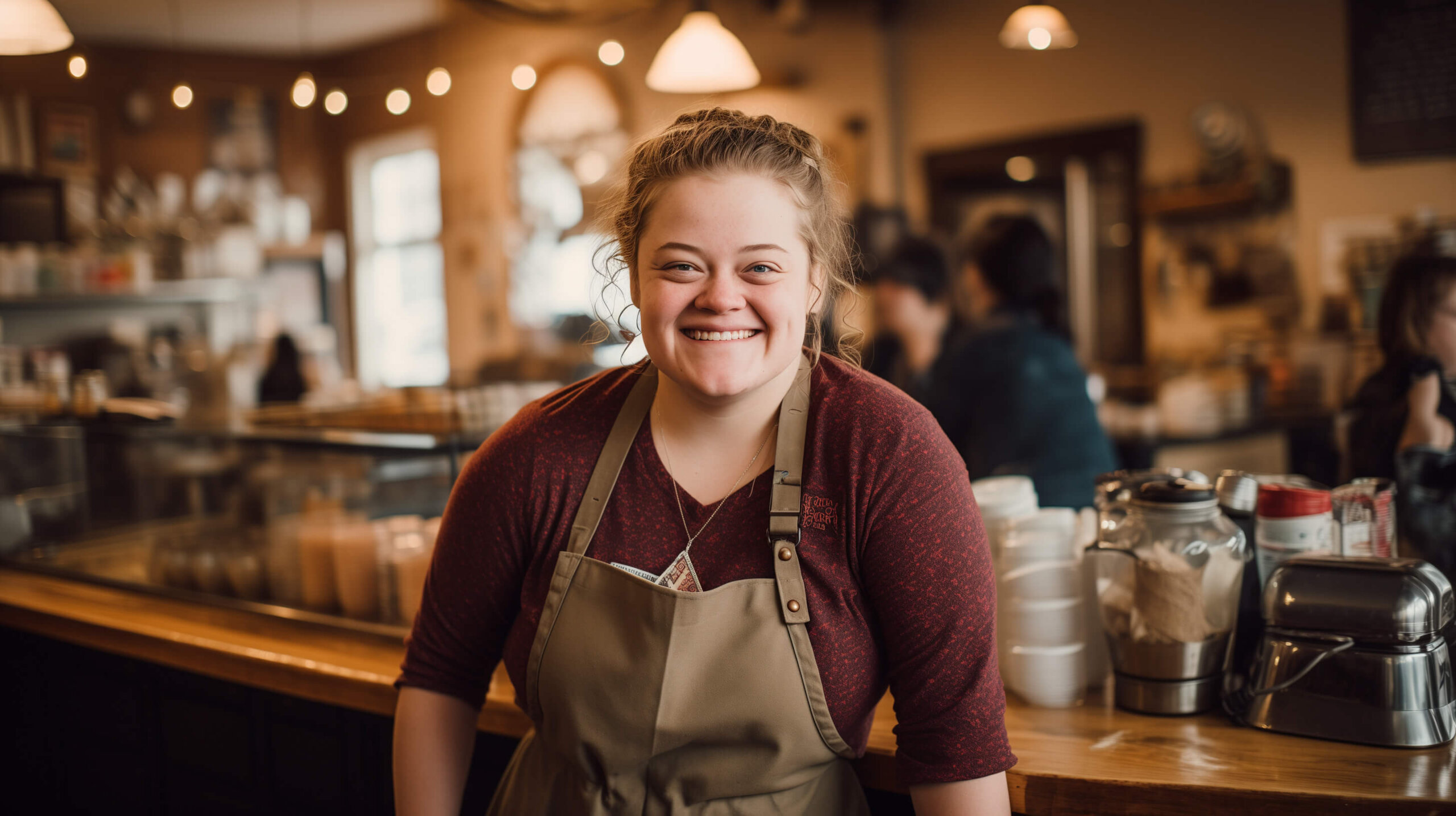 women smiling in cafe